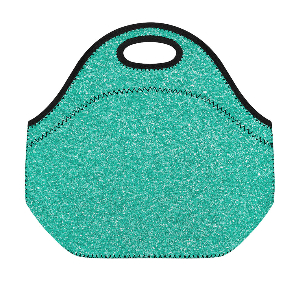 Turquoise (NOT Real) Glitter Print Neoprene Lunch Bag
