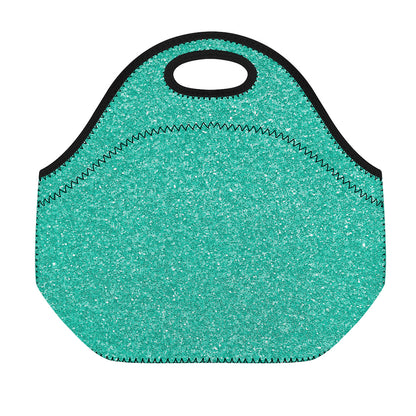 Turquoise (NOT Real) Glitter Print Neoprene Lunch Bag