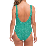 Turquoise (NOT Real) Glitter Print One Piece Swimsuit