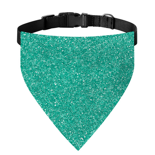 Turquoise (NOT Real) Glitter Print Over The Collar Dog Bandana