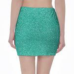 Turquoise (NOT Real) Glitter Print Pencil Mini Skirt