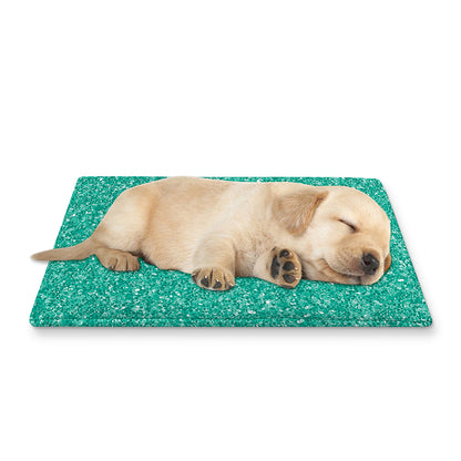 Turquoise (NOT Real) Glitter Print Pet Cooling Mat Cover