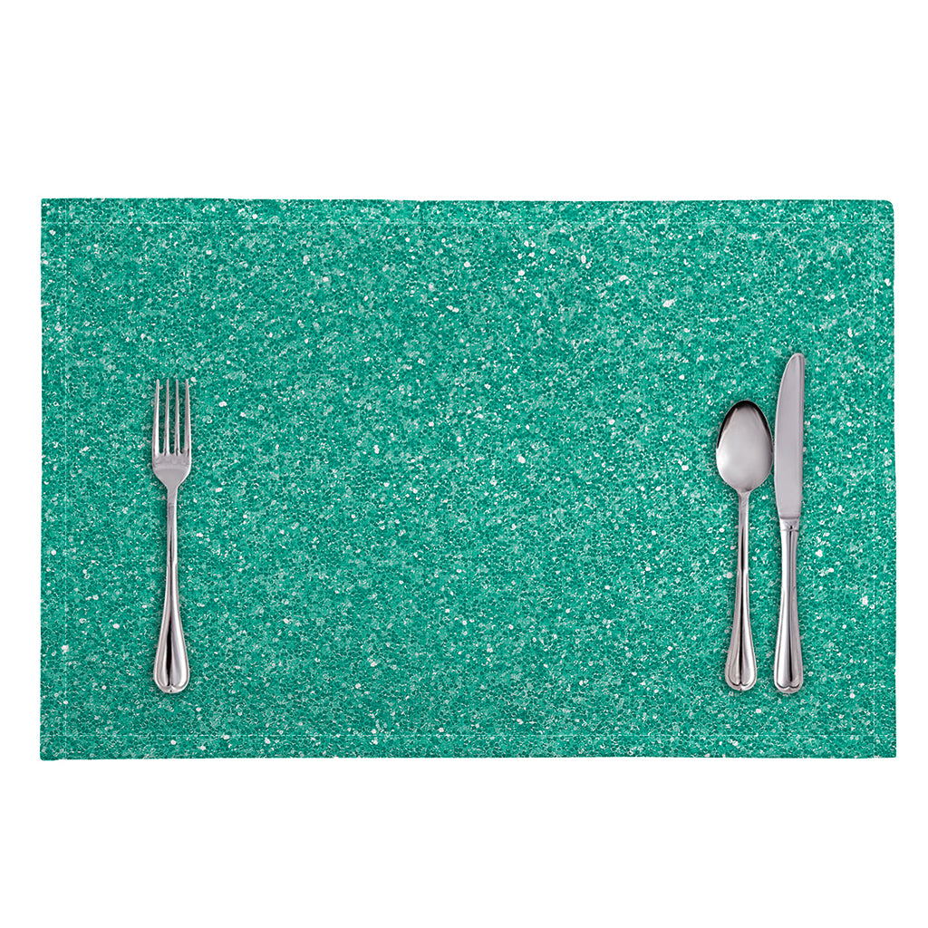 Turquoise (NOT Real) Glitter Print Placemat