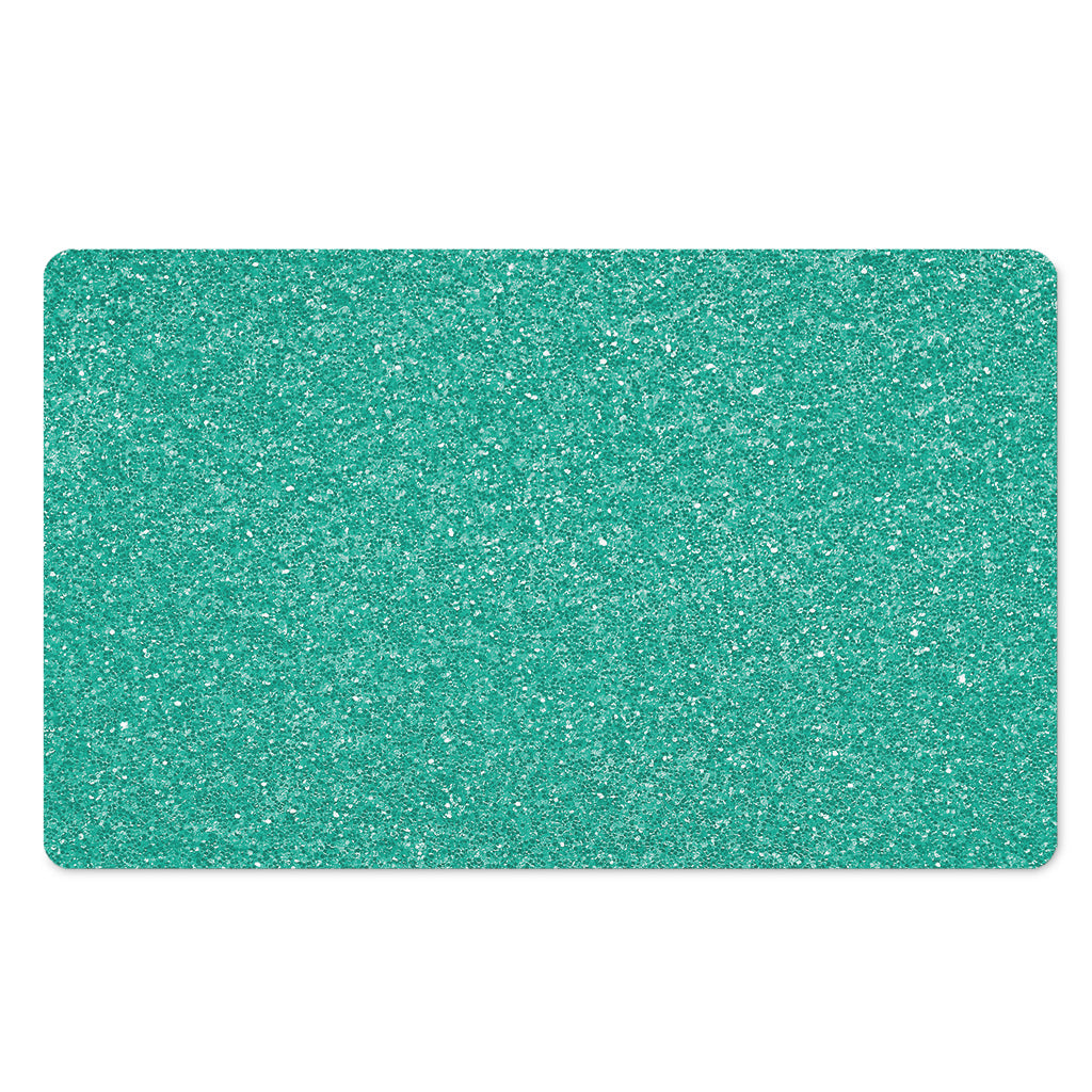 Turquoise (NOT Real) Glitter Print Polyester Doormat