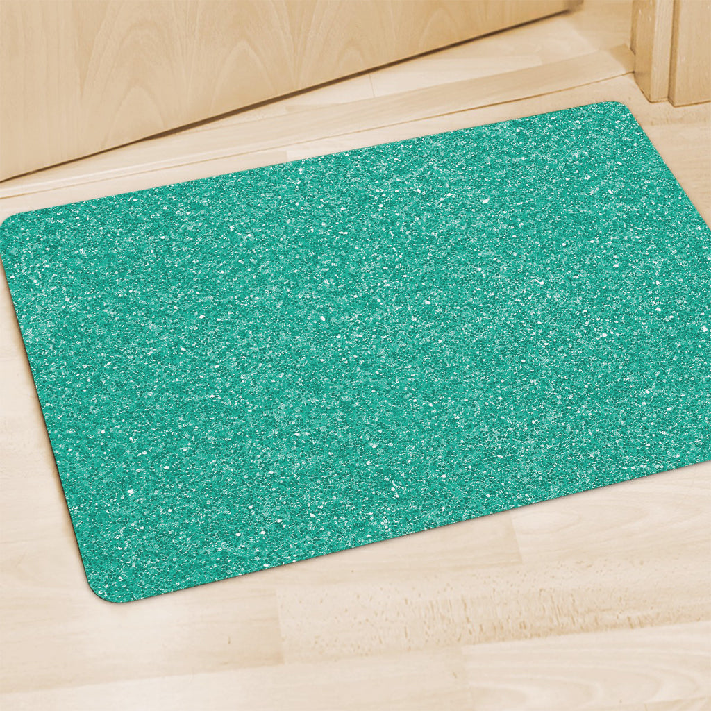 Turquoise (NOT Real) Glitter Print Polyester Doormat