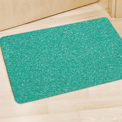 Turquoise (NOT Real) Glitter Print Polyester Doormat