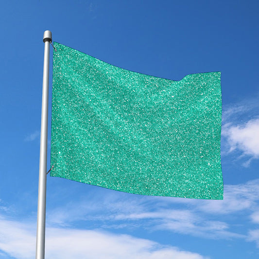 Turquoise (NOT Real) Glitter Print Polyester Flag