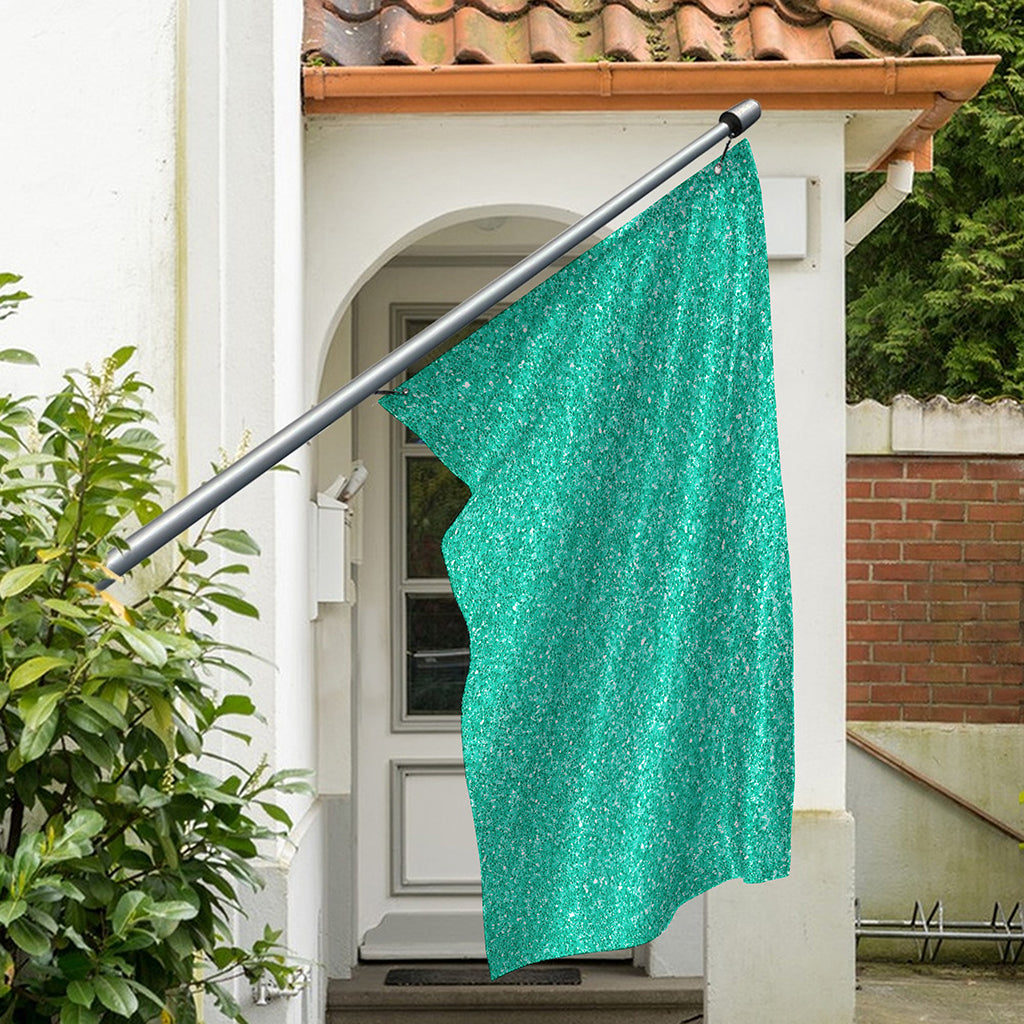 Turquoise (NOT Real) Glitter Print Polyester Flag