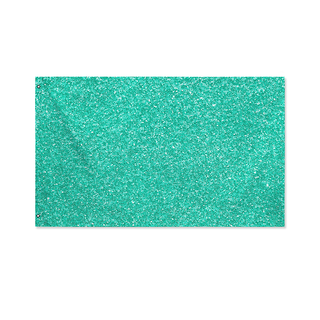 Turquoise (NOT Real) Glitter Print Polyester Flag