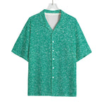 Turquoise (NOT Real) Glitter Print Rayon Hawaiian Shirt