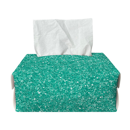 Turquoise (NOT Real) Glitter Print Rectangle Tissue Box Cover
