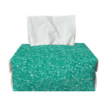 Turquoise (NOT Real) Glitter Print Rectangle Tissue Box Cover
