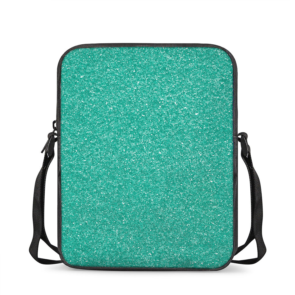 Turquoise (NOT Real) Glitter Print Rectangular Crossbody Bag
