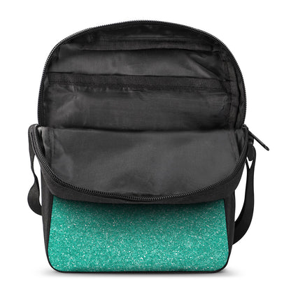 Turquoise (NOT Real) Glitter Print Rectangular Crossbody Bag
