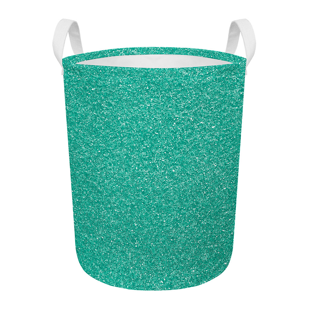 Turquoise (NOT Real) Glitter Print Round Laundry Basket