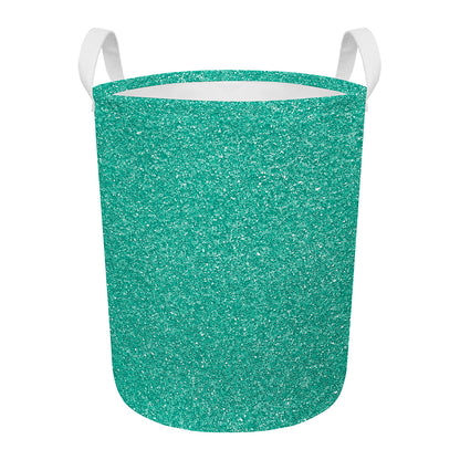 Turquoise (NOT Real) Glitter Print Round Laundry Basket
