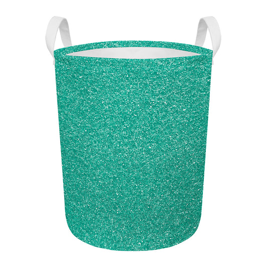 Turquoise (NOT Real) Glitter Print Round Laundry Basket