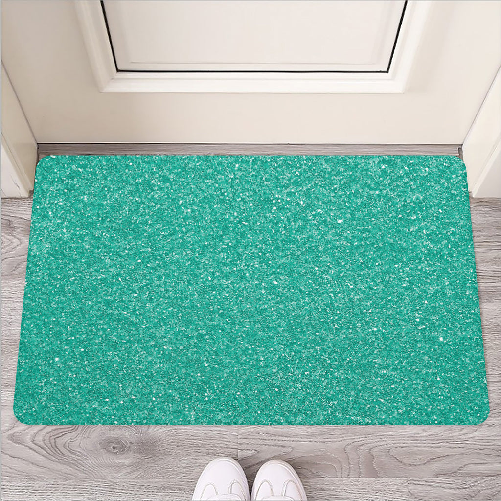Turquoise (NOT Real) Glitter Print Rubber Doormat