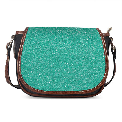 Turquoise (NOT Real) Glitter Print Saddle Bag