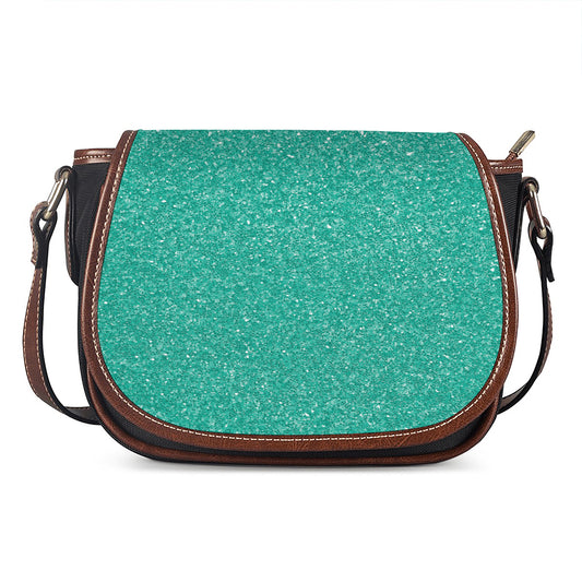 Turquoise (NOT Real) Glitter Print Saddle Bag