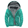 Turquoise (NOT Real) Glitter Print Sherpa Lined Zip Up Hoodie