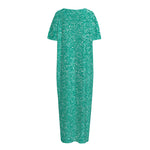 Turquoise (NOT Real) Glitter Print Short Sleeve Long Nightdress