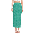 Turquoise (NOT Real) Glitter Print Side Slit Maxi Skirt