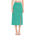 Turquoise (NOT Real) Glitter Print Side Slit Midi Skirt