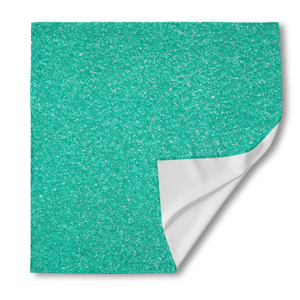Turquoise (NOT Real) Glitter Print Silk Bandana