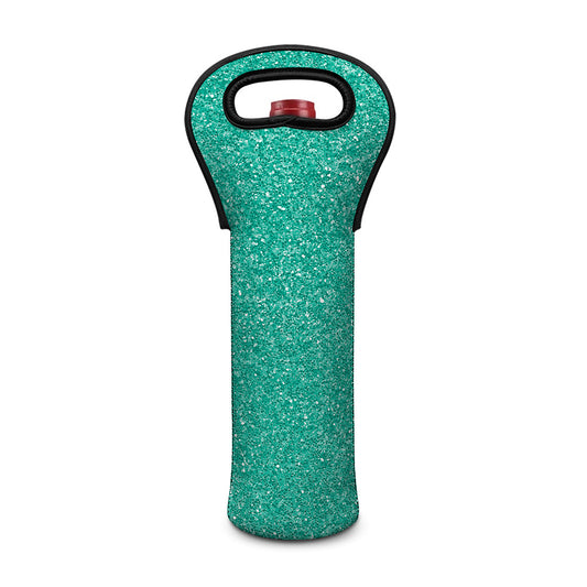 Turquoise (NOT Real) Glitter Print Single Neoprene Wine Tote