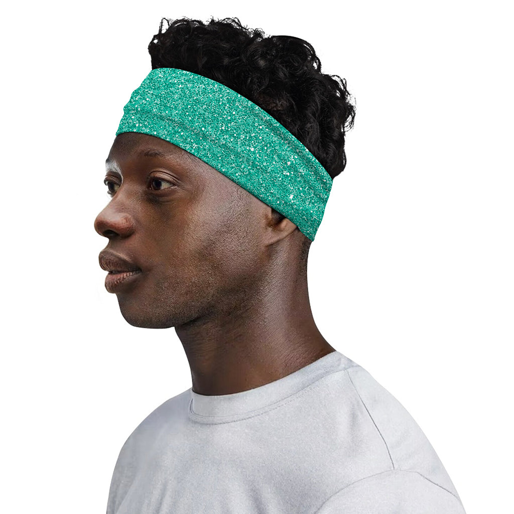 Turquoise (NOT Real) Glitter Print Sports Headband