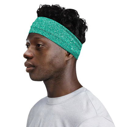 Turquoise (NOT Real) Glitter Print Sports Headband