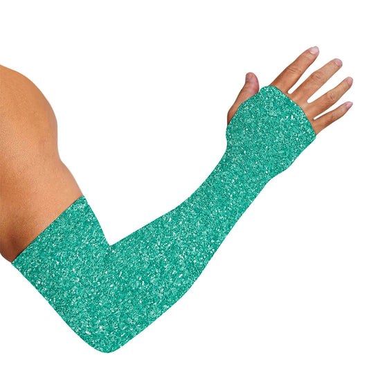 Turquoise (NOT Real) Glitter Print Sun Protection Arm Sleeves