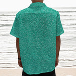 Turquoise (NOT Real) Glitter Print Textured Short Sleeve Shirt