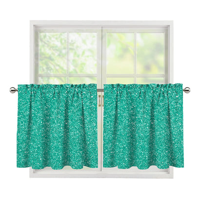 Turquoise (NOT Real) Glitter Print Tier Curtains