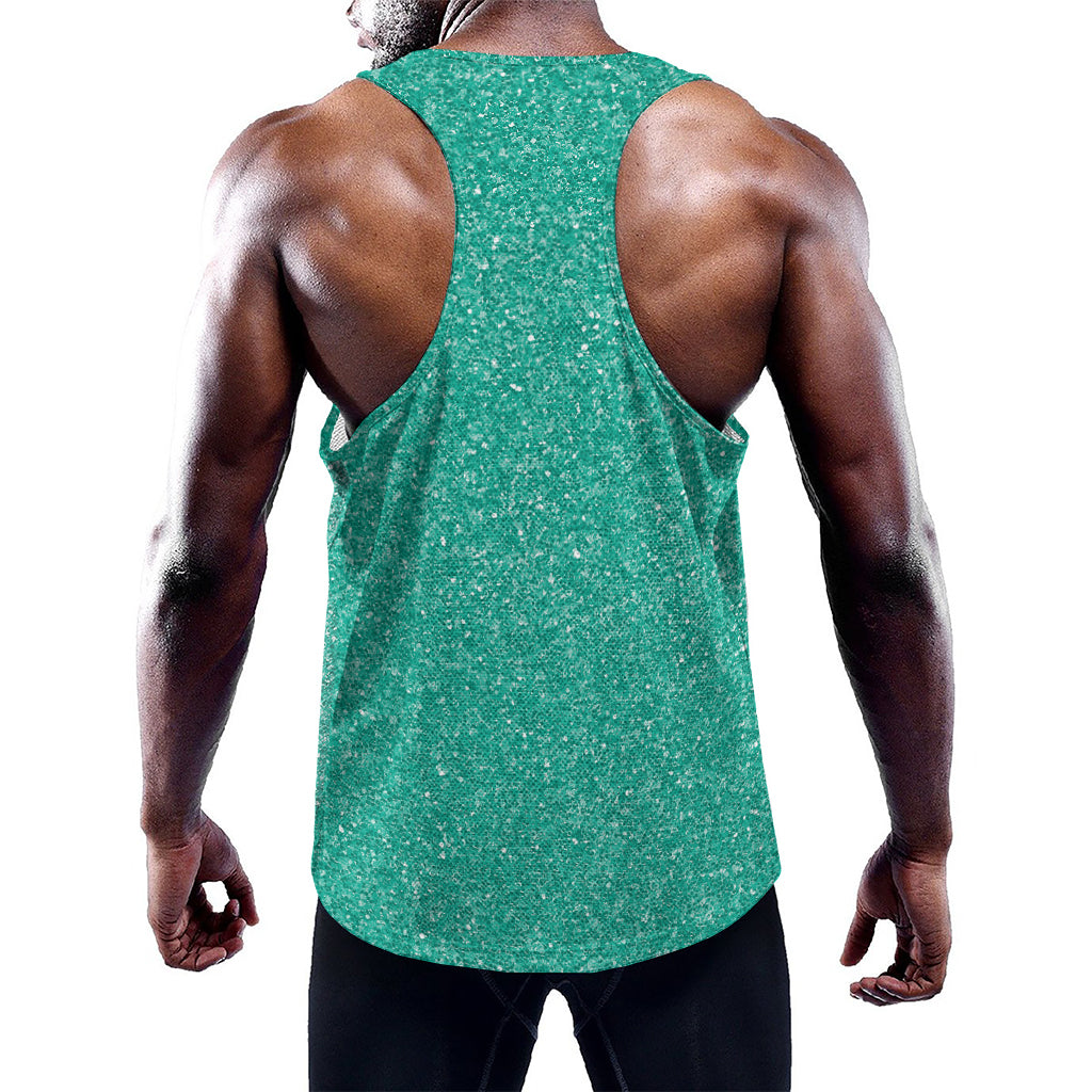 Turquoise (NOT Real) Glitter Print Training Tank Top