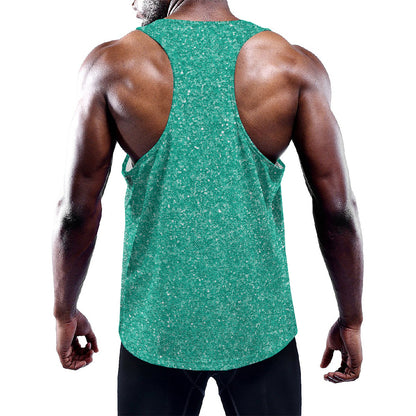 Turquoise (NOT Real) Glitter Print Training Tank Top
