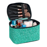 Turquoise (NOT Real) Glitter Print Travel Makeup Bag