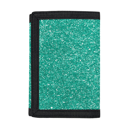 Turquoise (NOT Real) Glitter Print Trifold Wallet