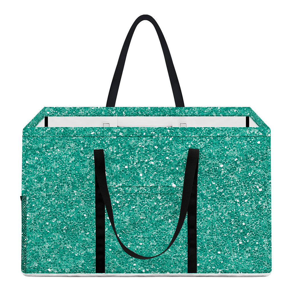 Turquoise (NOT Real) Glitter Print Utility Tote Bag