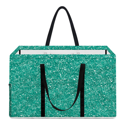 Turquoise (NOT Real) Glitter Print Utility Tote Bag