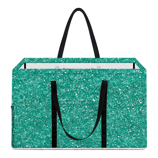 Turquoise (NOT Real) Glitter Print Utility Tote Bag