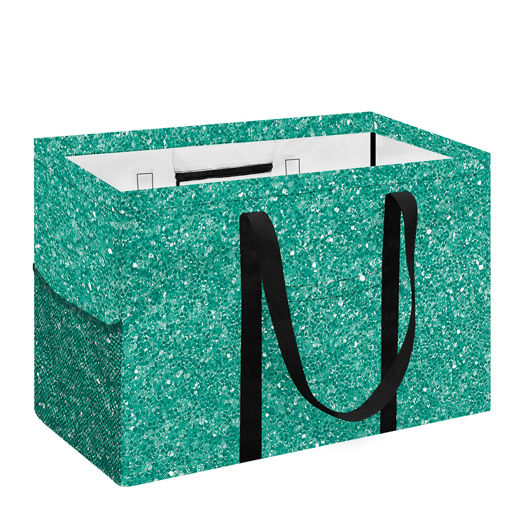Turquoise (NOT Real) Glitter Print Utility Tote Bag