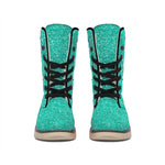 Turquoise (NOT Real) Glitter Print Winter Boots
