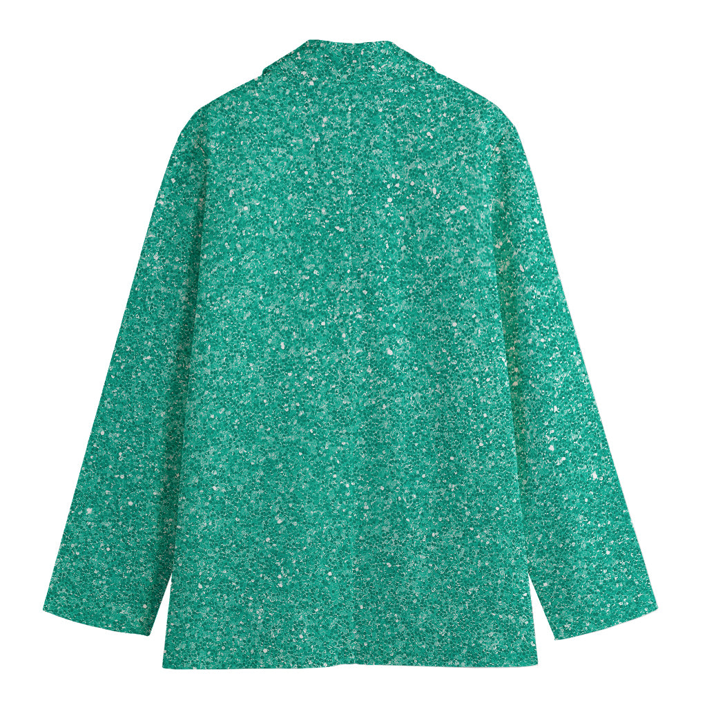 Turquoise (NOT Real) Glitter Print Women's Blazer