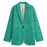 Turquoise (NOT Real) Glitter Print Women's Cotton Blazer