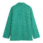 Turquoise (NOT Real) Glitter Print Women's Cotton Blazer