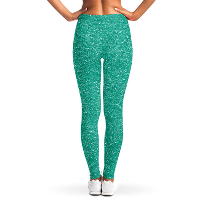 Turquoise (NOT Real) Glitter Print Women's Leggings