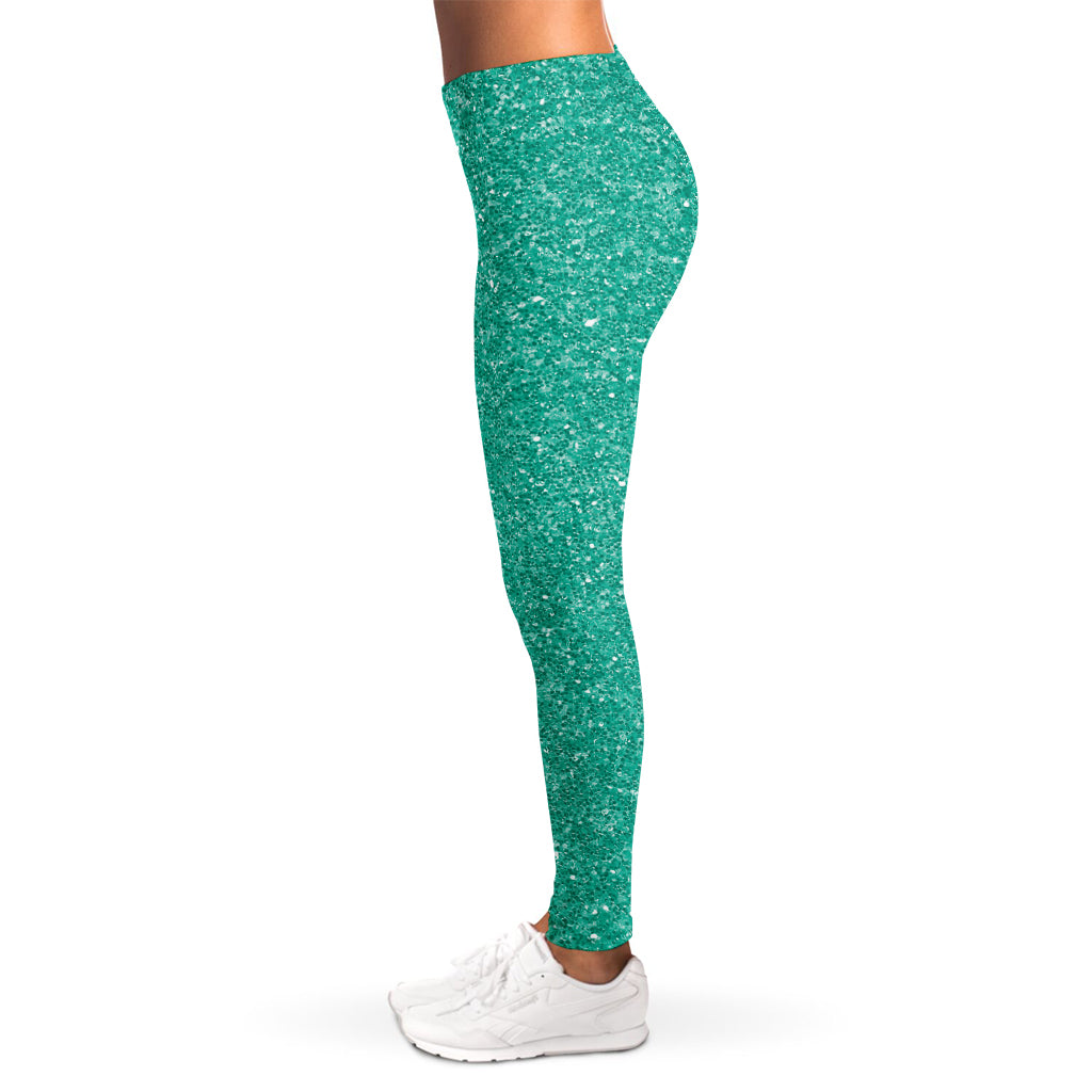 Turquoise (NOT Real) Glitter Print Women's Leggings