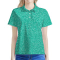 Turquoise (NOT Real) Glitter Print Women's Polo Shirt